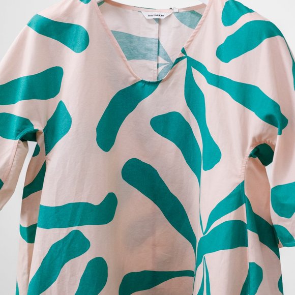 Marimekko Agnete Floretti Peach and Green Midi Dress - Picture 4 of 14